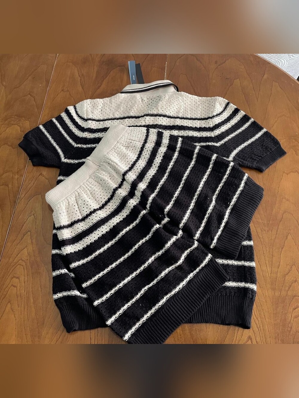 AMIRI Men's Black & White Striped Knit Shirt & Shorts Set- Size M - Picture 6 of 8